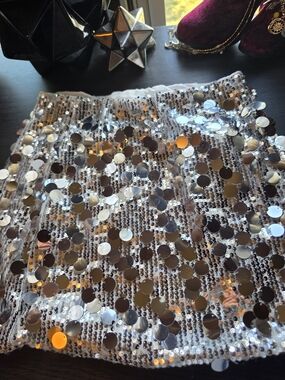 SHEIN Silver Sequin Mini Skirt